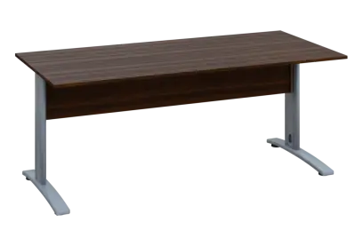 EPK 18 - 18 stůl kancelářský, kovová podnož stříbrná, deska 18 mm, široký 1800 mm, ořech královský